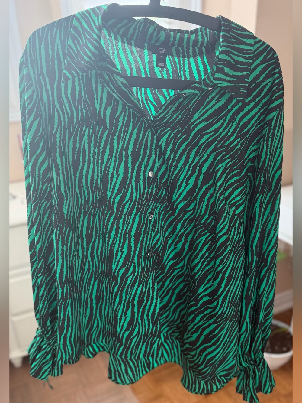River Island Green and Black Zebra Print Blouse
